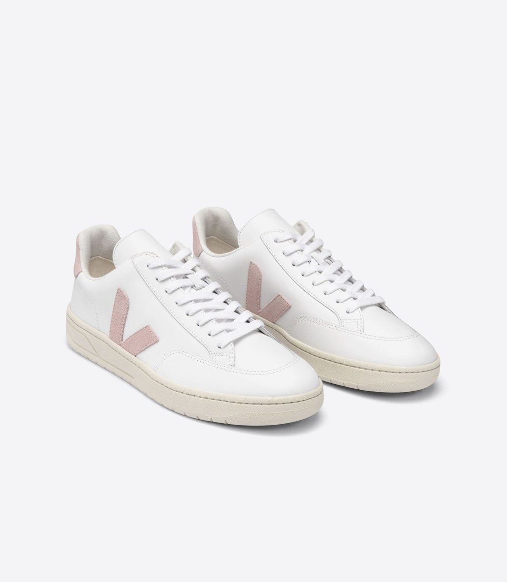 Veja Sneakers Womens - V-12 Leather - White/Pink - 3497EPDNT